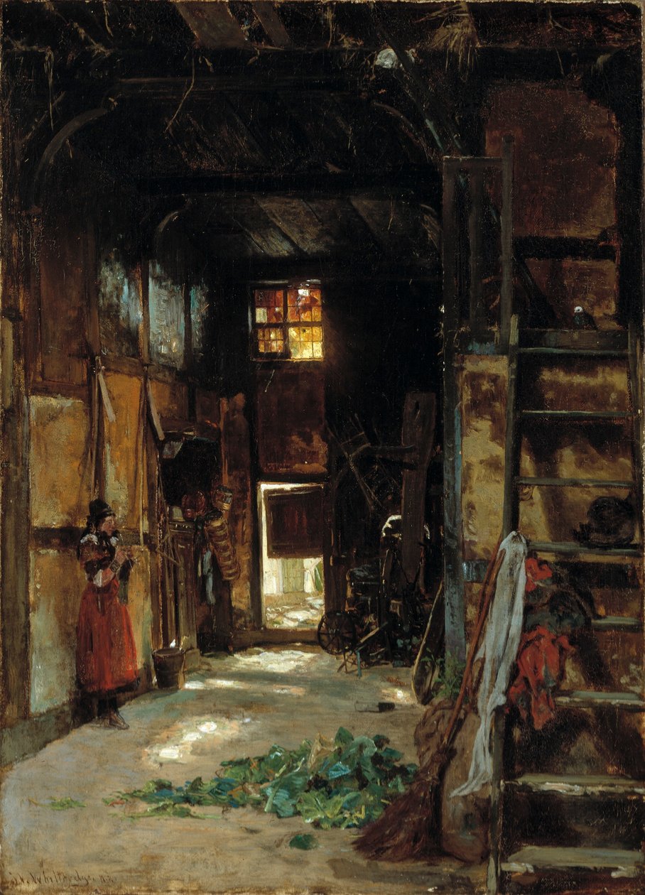 Interieur van een Westfaals huisje door Worthington Whittredge