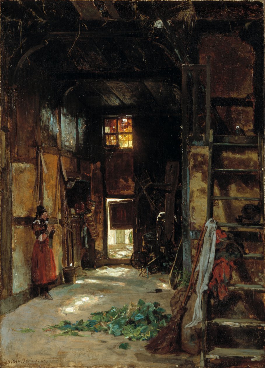 Interieur van een Westfaalse cottage, 1852 door Worthington Whittredge
