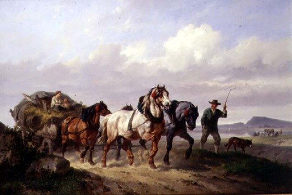 Een span trekpaarden door Wouterus Verschuur