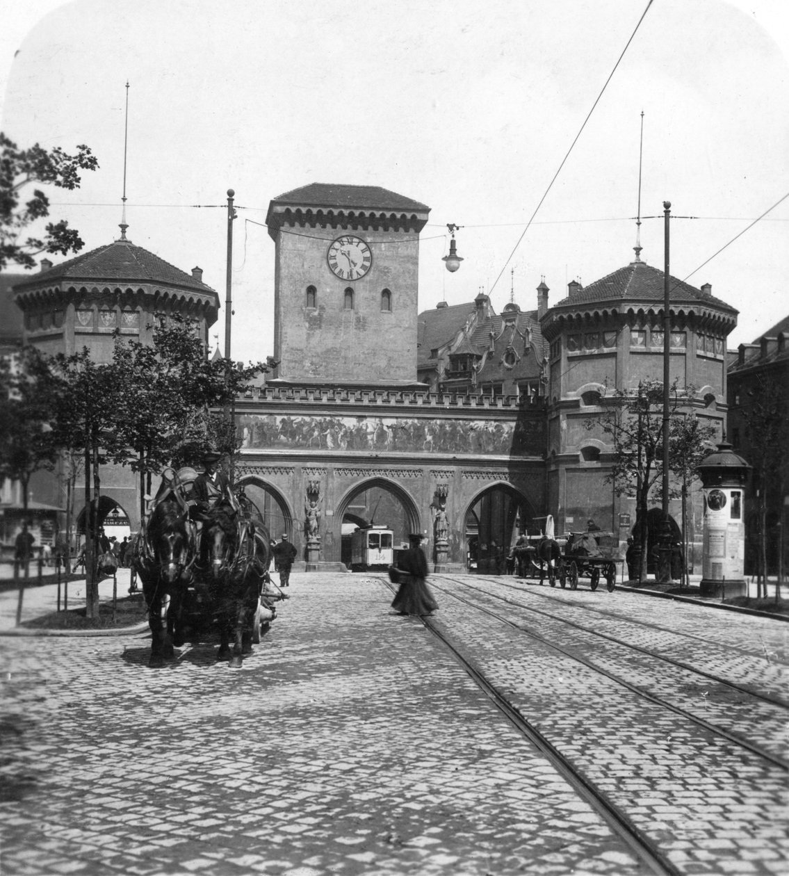 Isartor Isarpoort, München, Duitsland, ca. 1900s door Wurthle and Sons