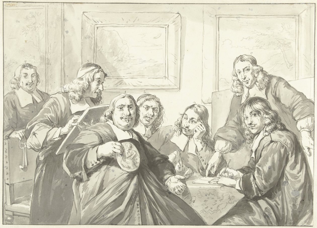 De overlieden van het Sint Lucasgilde te Haarlem, 1675 door Wybrand Hendriks