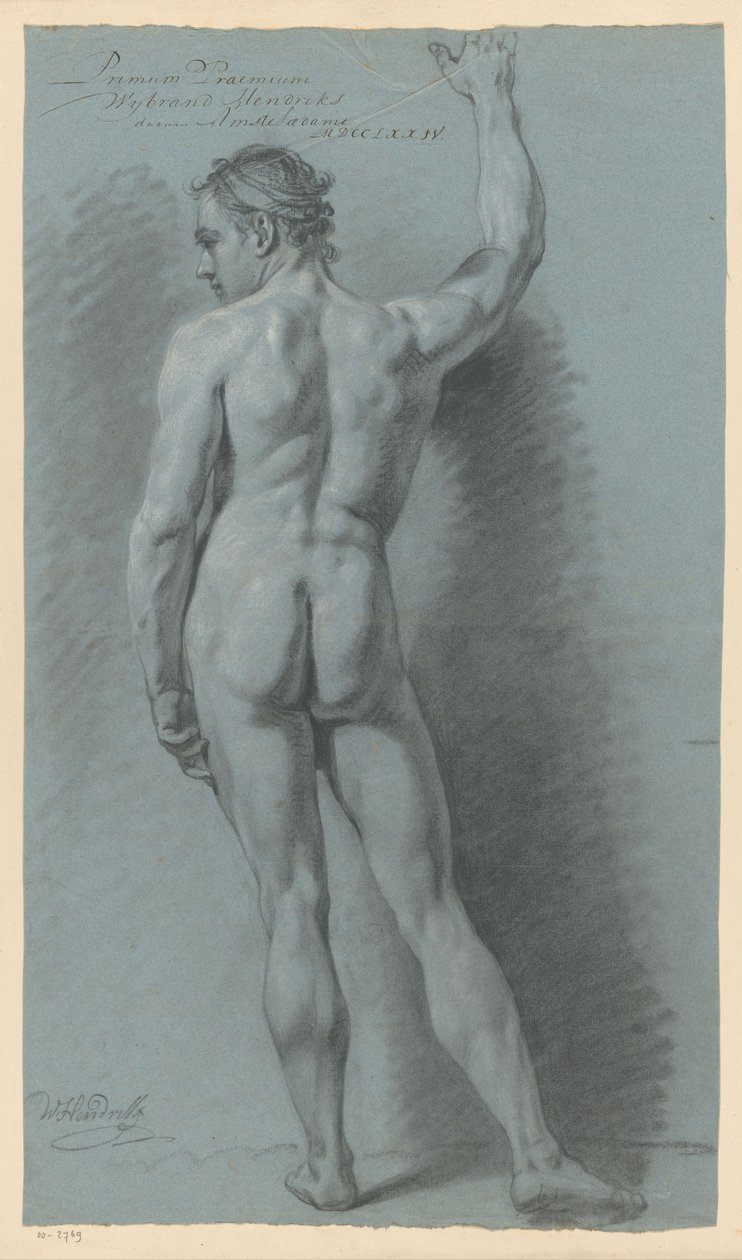 Staand mannelijk naakt, op de rug gezien (1e prijs 1774) door Wybrand Hendriks