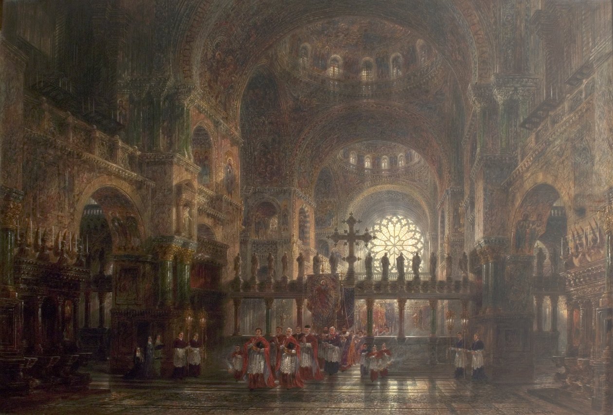 Interieur van de Basiliek van San Marco, Venetië, Italië, 1877 door Wyke Bayliss