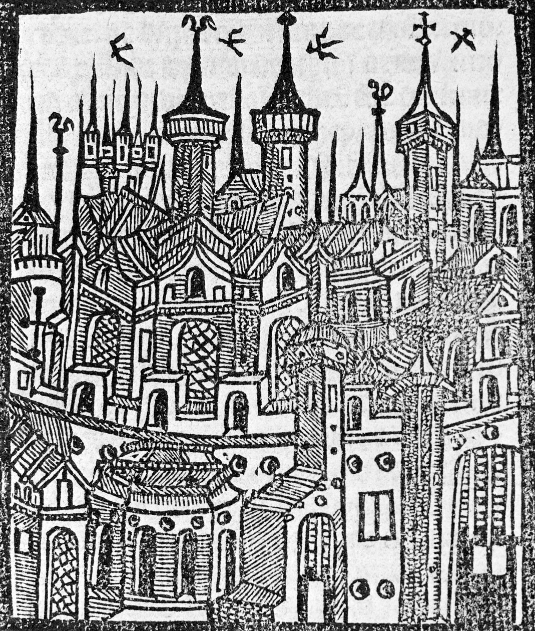 Houtsnede uit The Chronicle of Englonde, 1497 door Wynkyn de Worde