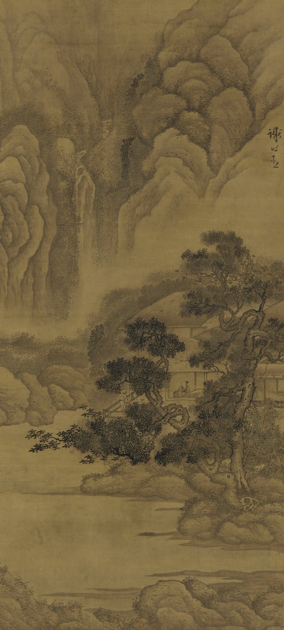 Lezen in een rieten hut, Ming-dynastie door Xie Shichen