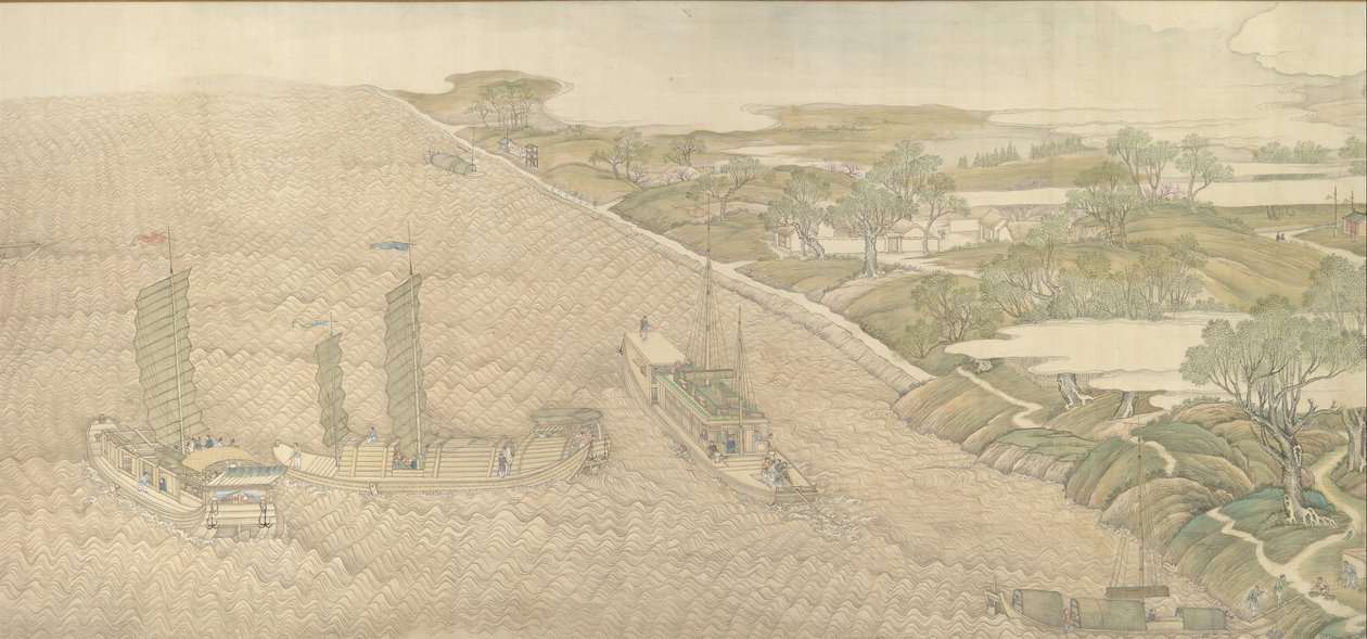 De zuidelijke inspectietour van keizer Qianlong, Rol Vier: De samenvloeiing van de Huai, 1770 door Xu Yang