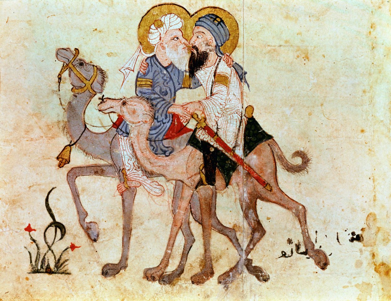 Afscheid van Abou Zayd en Al Harith voor de terugkeer naar Mekka ... door Yahya ibn Mahmud Al Wasiti