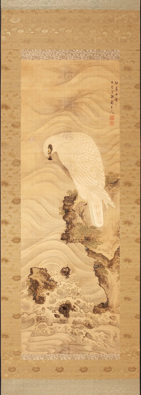 Yanagisawa Kien. Zeearend op een rots met golven door Yanagisawa Kien