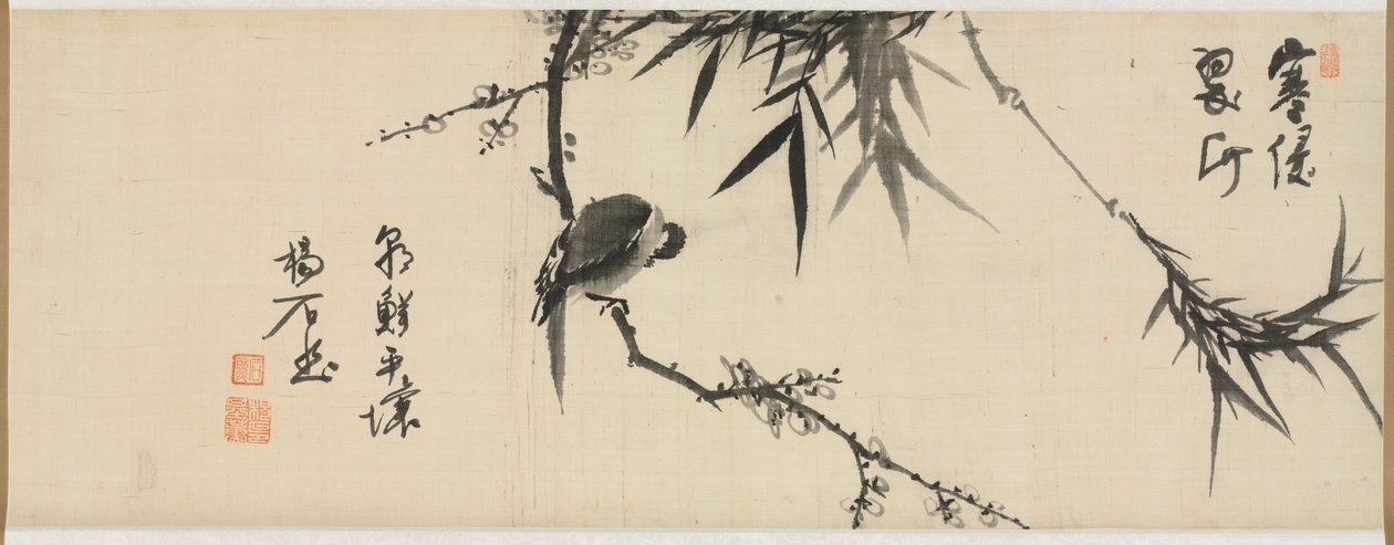 Vogel Slapend op een Pruimenboom door Yang Ki hun (Seuk Eun) (Korean