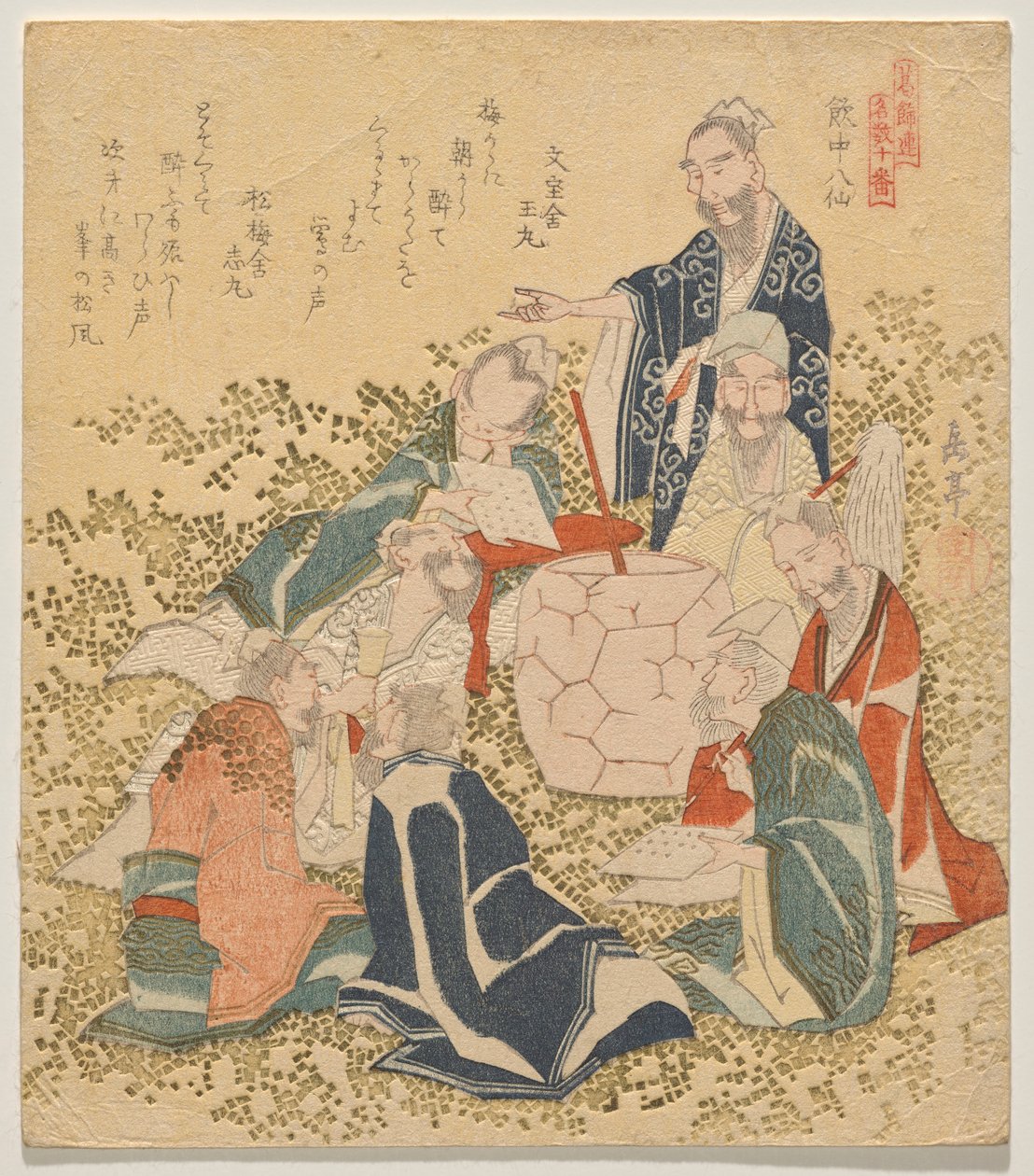 Acht dronken onsterfelijken, uit de serie Tien beroemde nummers door Yashima Gakutei