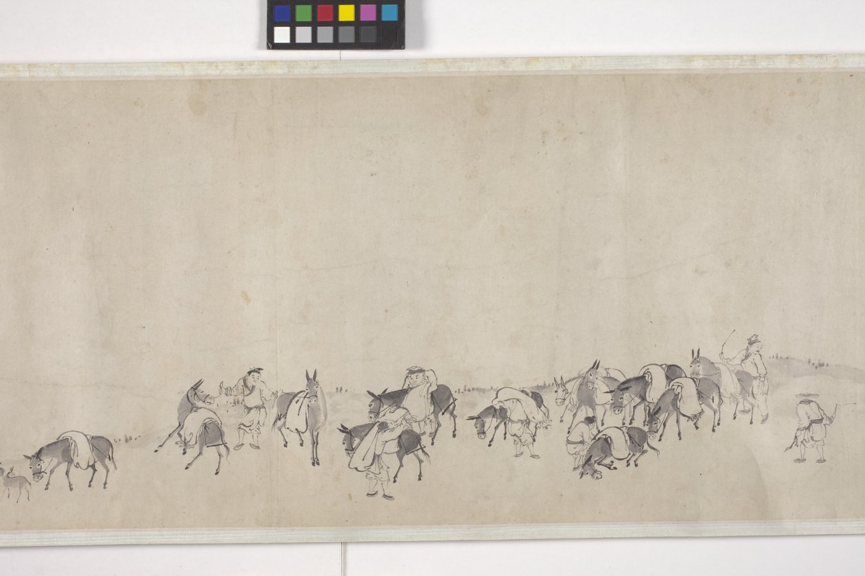 Honderd Ezel Vervoeren Graan, Handrol, c.1700 door Ye Yin