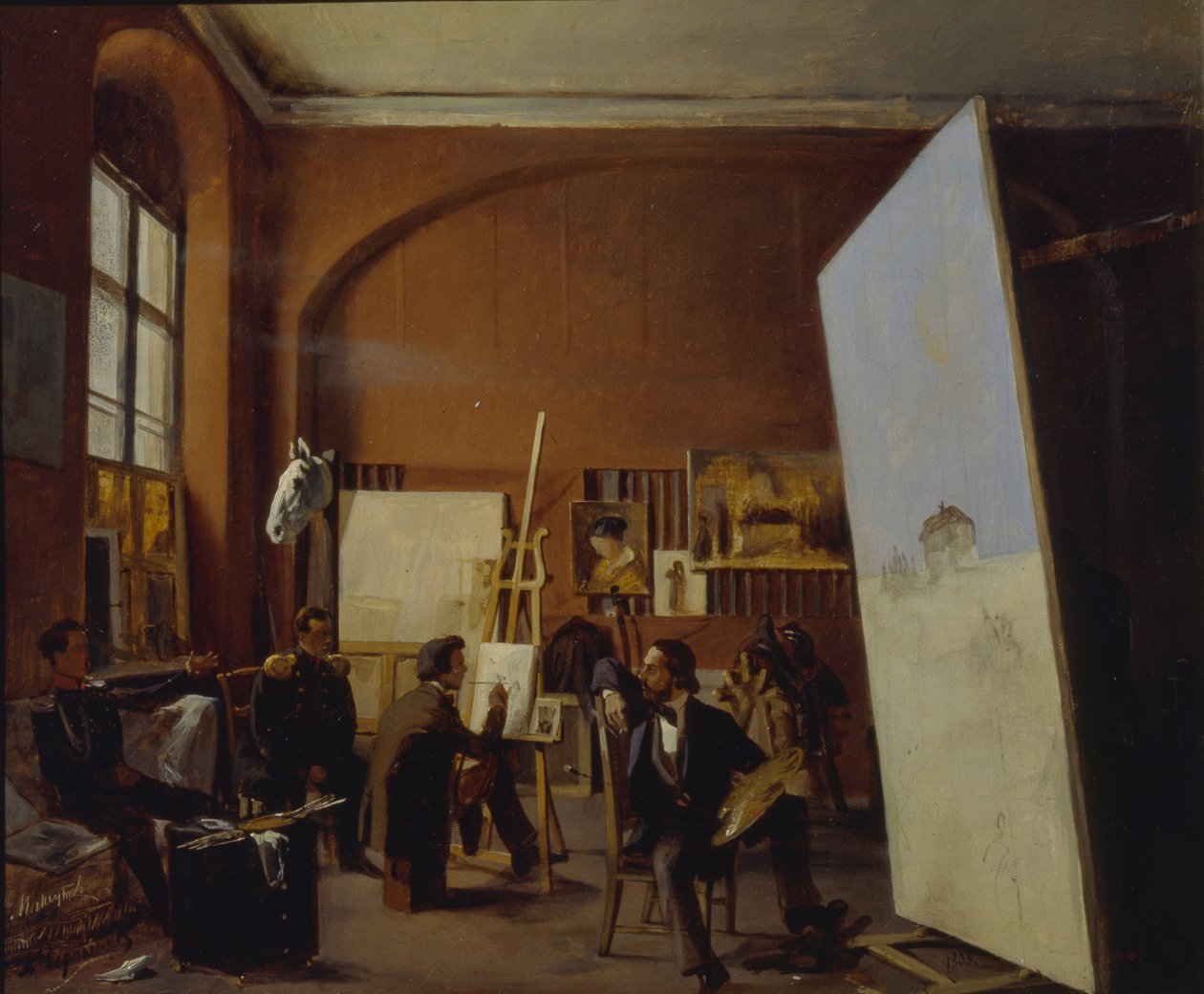 Atelier van de schilder Graaf Vasily Maksutov, 1858 door Yevgraf Semyonovich Sorokin