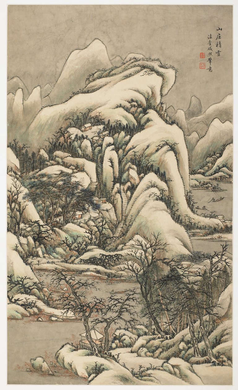 Sneeuw in Bergvilla, uit een album van 12 bladen door Yongxi Jin