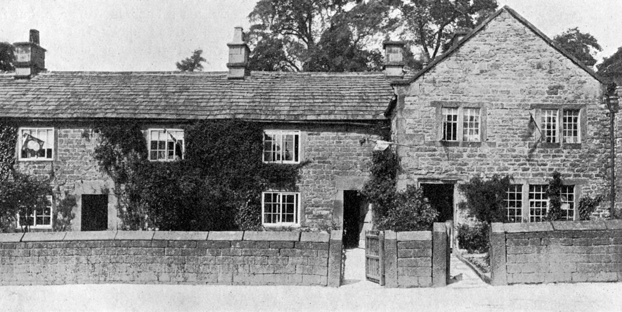 Huizen in Eyam, waar de Grote Pest uitbrak, Derbyshire, 1924-1926 door York and Son