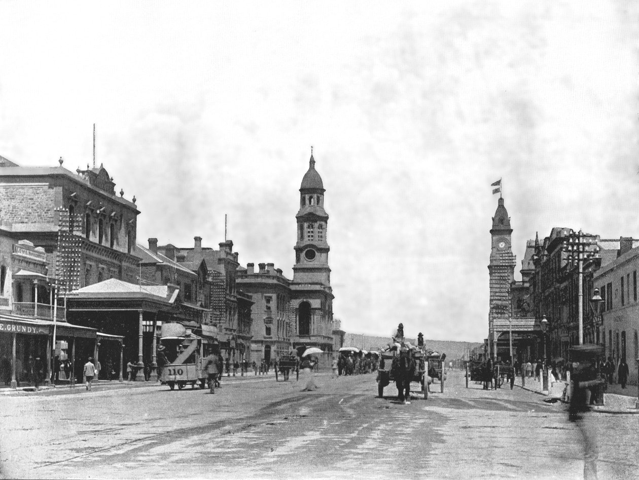 King William Street kijkend naar het zuiden, Adelaide, Australië door York and Son