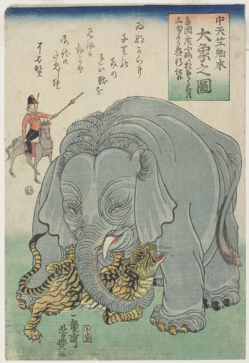 Olifant uit India met tijger door Yoshitoyo