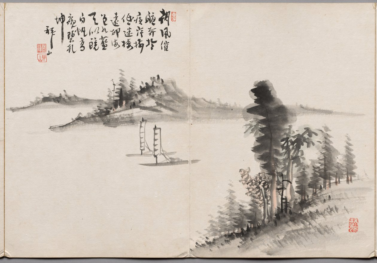 Schilderij Vijf uit Album van schilderijen door Haizan door Yoshitsugu Haizan