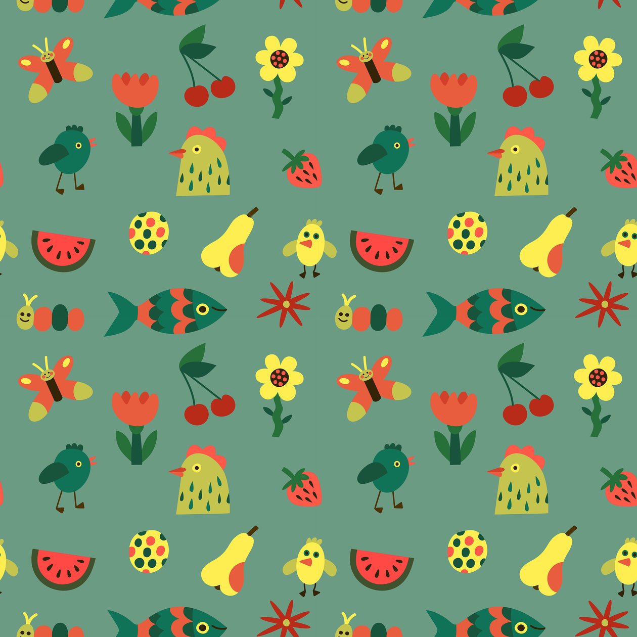 Naadloos patroon, 2018 (vectorafbeelding) door Yulia Drobova
