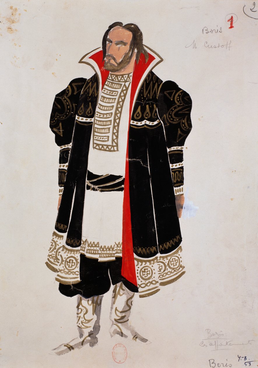 Kostuum voor het personage Boris in Boris Godunov van Modest Moessorgski door Yves Bonnat