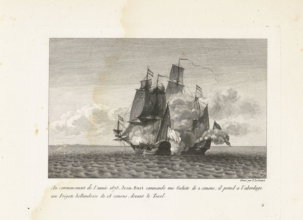 Jan Bart verovert een Hollands fregat bij Texel, 1675 door Yves Marie Le Gouaz