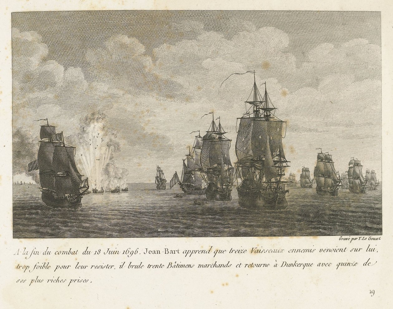 Treffen tussen een vloot onder Jan Bart en een Hollandse vloot, 1696 door Yves Marie Le Gouaz