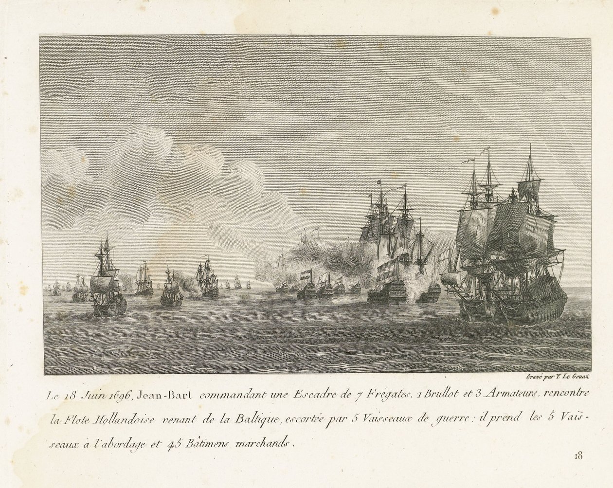 Treffen tussen een vloot onder Jan Bart en een Hollandse vloot, 1696 door Yves Marie Le Gouaz
