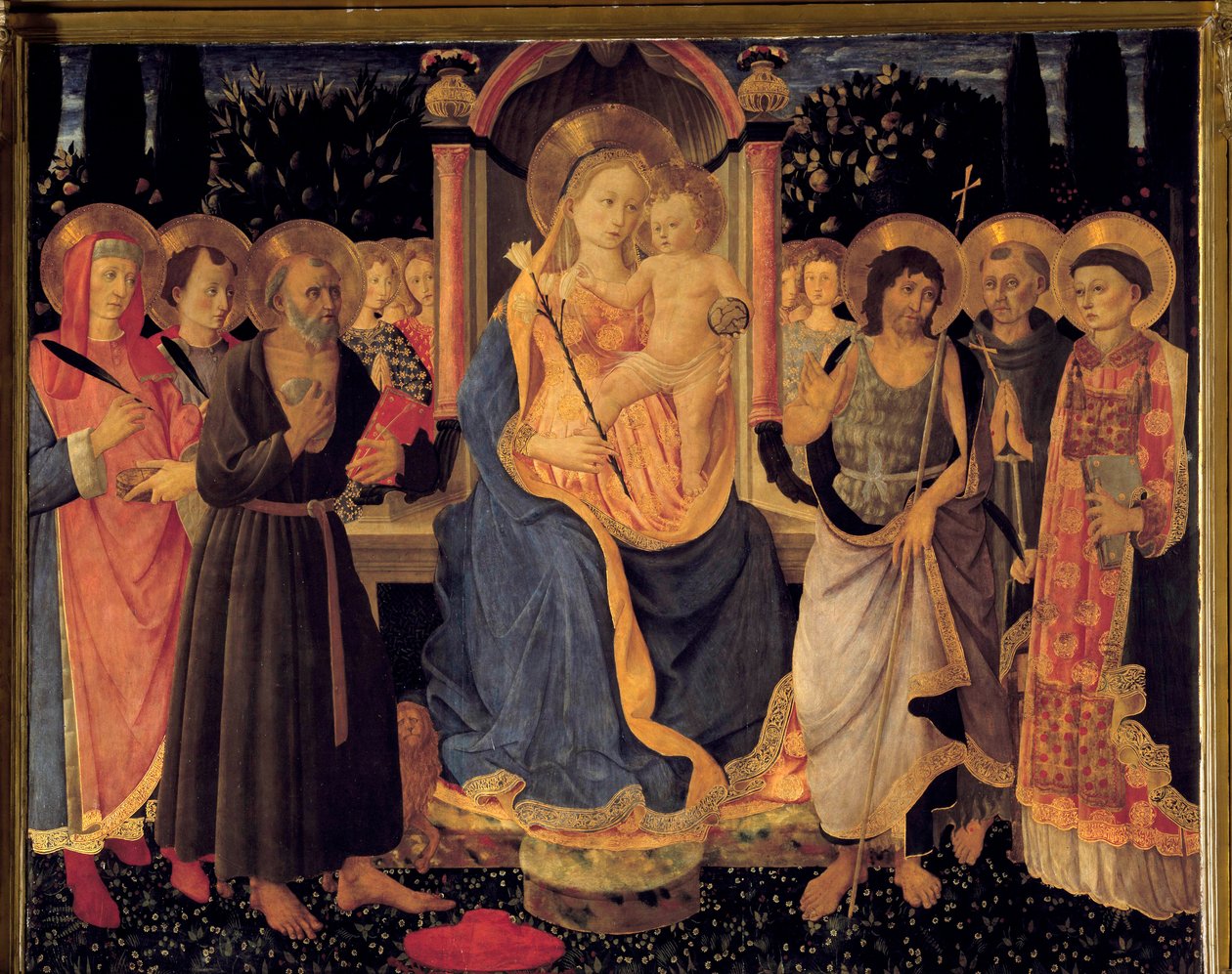 Het altaarstuk van Sint Hiëronymus De Maagd en Kind, ca. 1460 door Zanobi di Benedetto Strozzi