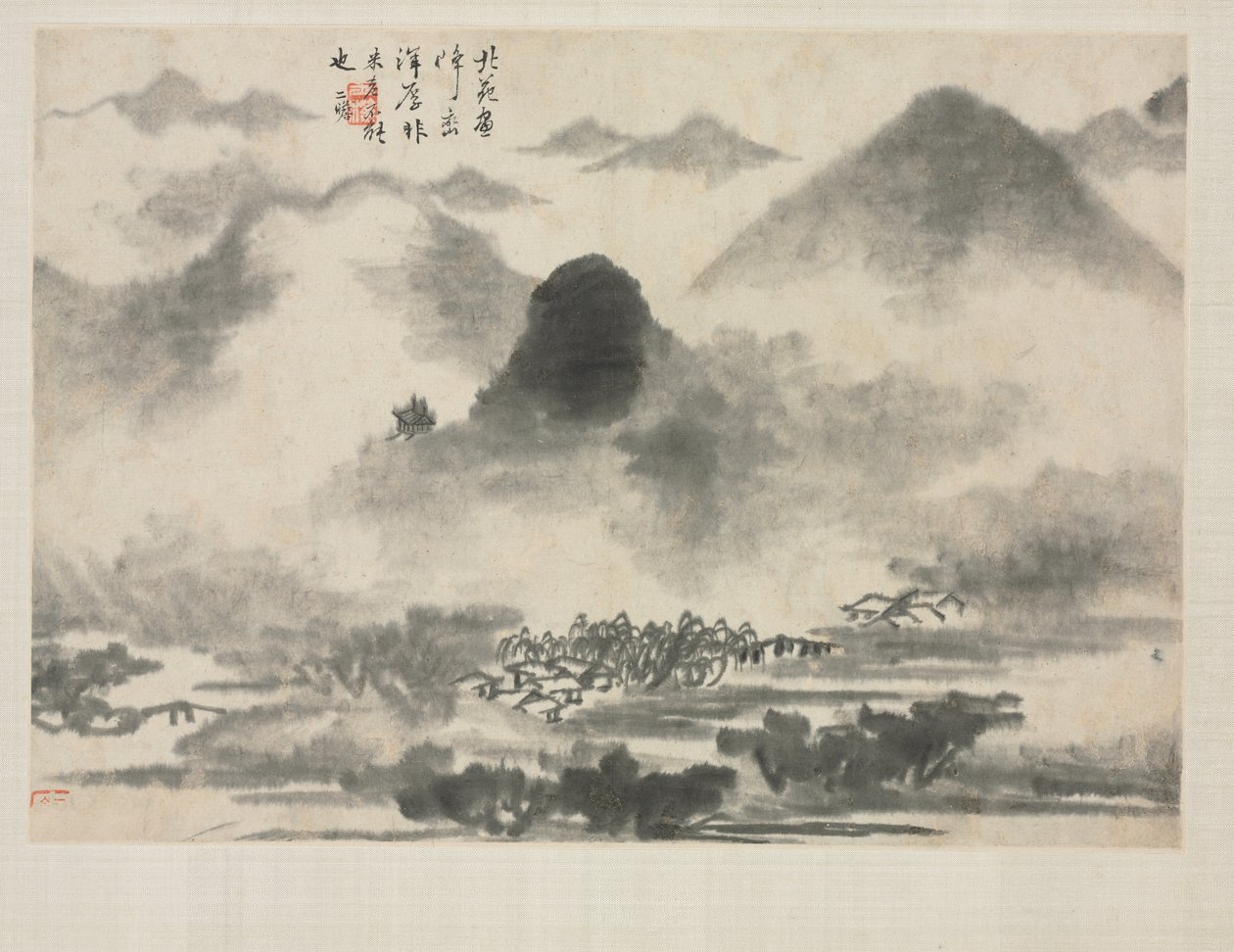 Landschapsalbum in verschillende stijlen: Landschap naar Mi Fei door Zha Shibiao