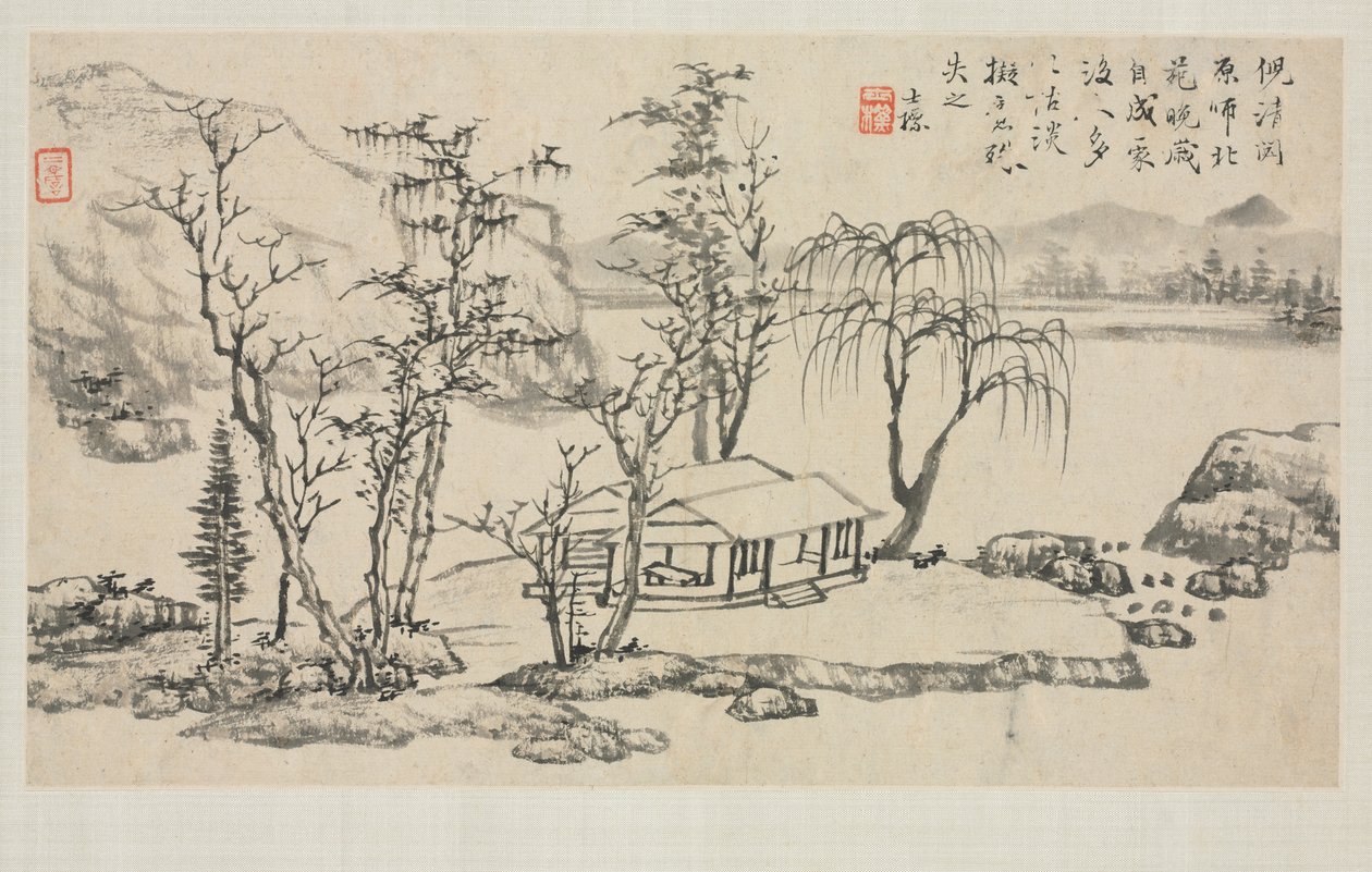 Landschapsalbum in verschillende stijlen: Landschap naar Ni Zan door Zha Shibiao