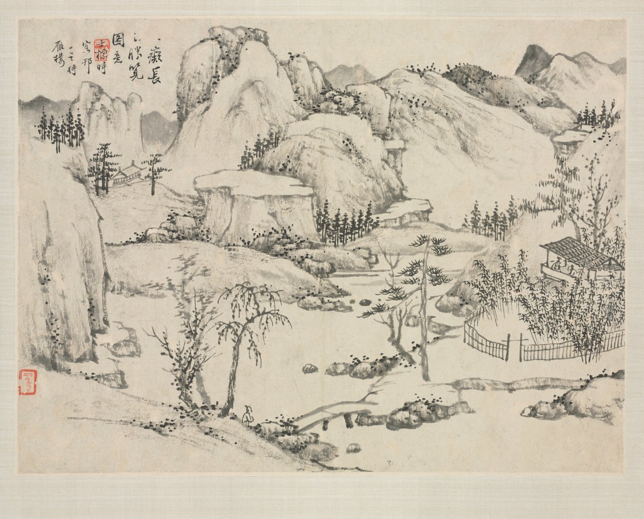 Landschapsalbum in verschillende stijlen: Landschap van Mt. Changbai naar Huang Gongwang door Zha Shibiao
