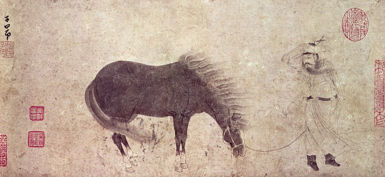 Paard en stalknecht in de winter door Zhao Mengfu Chao Meng Fu or