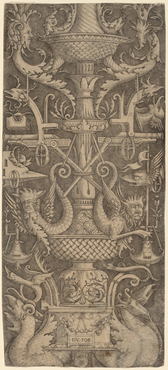 Ornament Paneel met Draken, Maskers en Oorlogsinstrumenten, ca. 1505 door Zoan Andrea