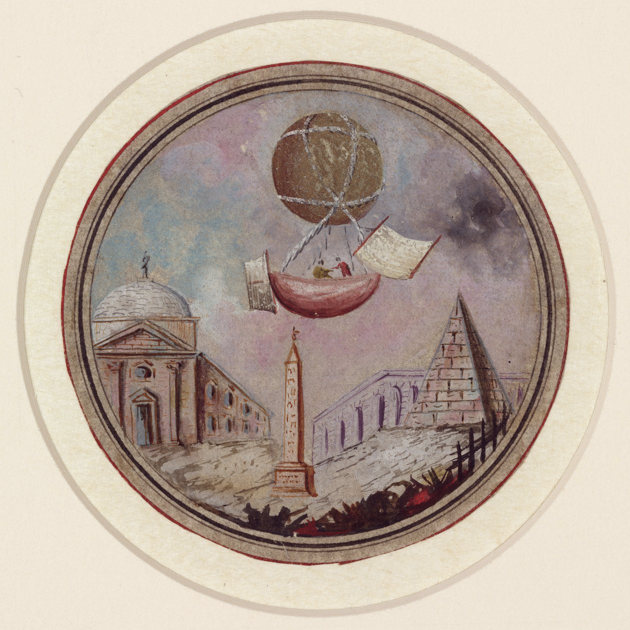 Een vroege ballonramp, ca. 1785 door Frederick (attr. to) Barnard