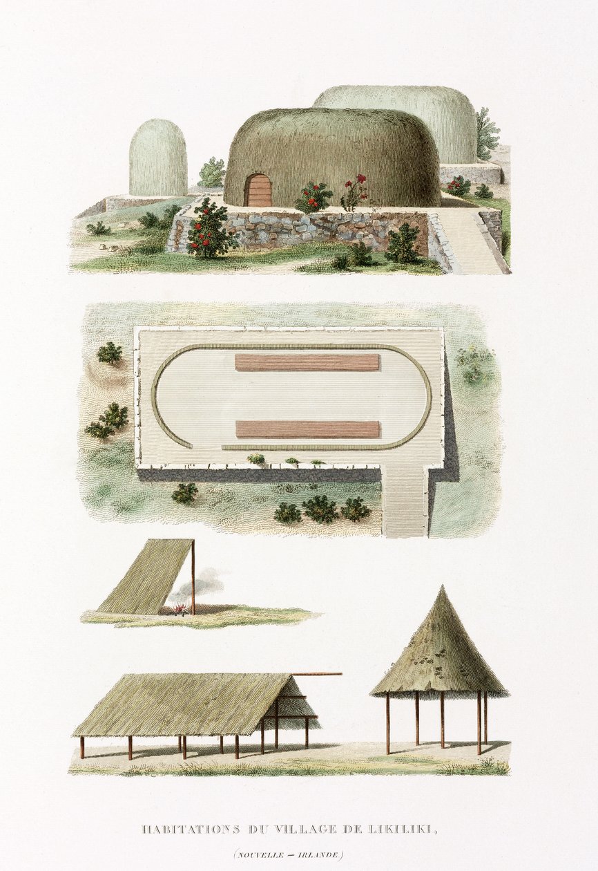 Architectuur Gebouwen in het dorp Likiliki door Frederick (attr. to) Barnard
