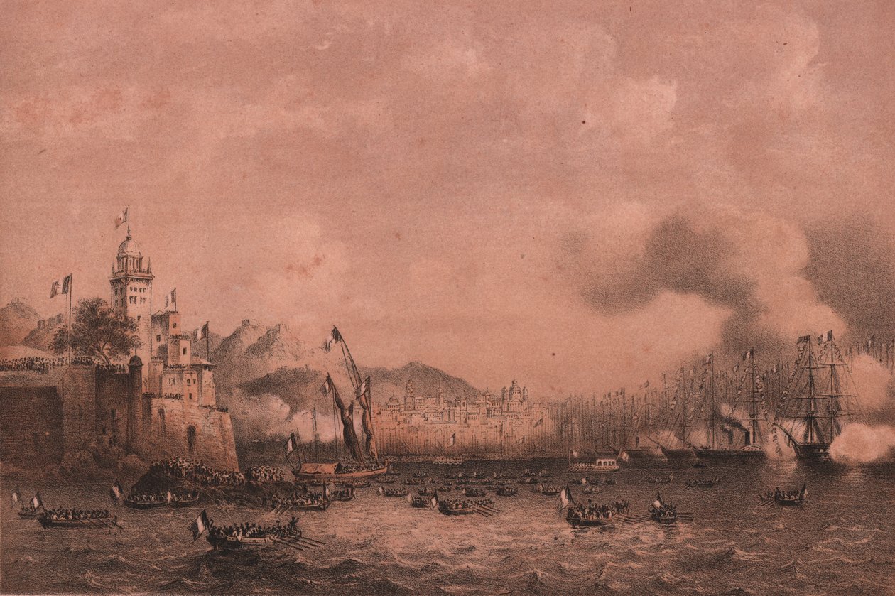 Aankomst van keizer Napoleon III in Genua, Ligurië door William Walcutt