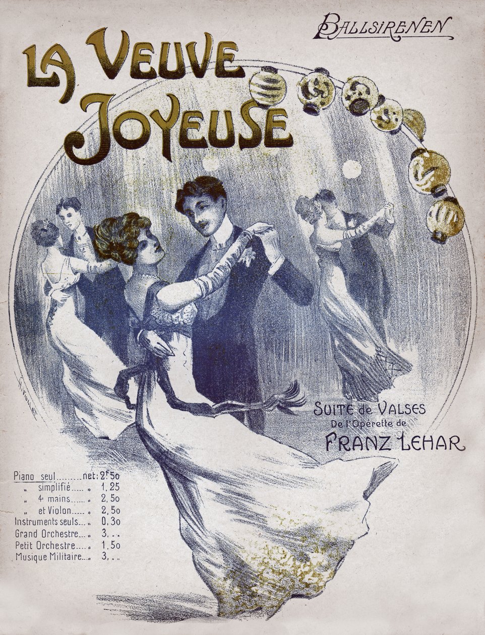 Paren dansen de wals Ballsirenen, circa 1910 (illustratie) door . .