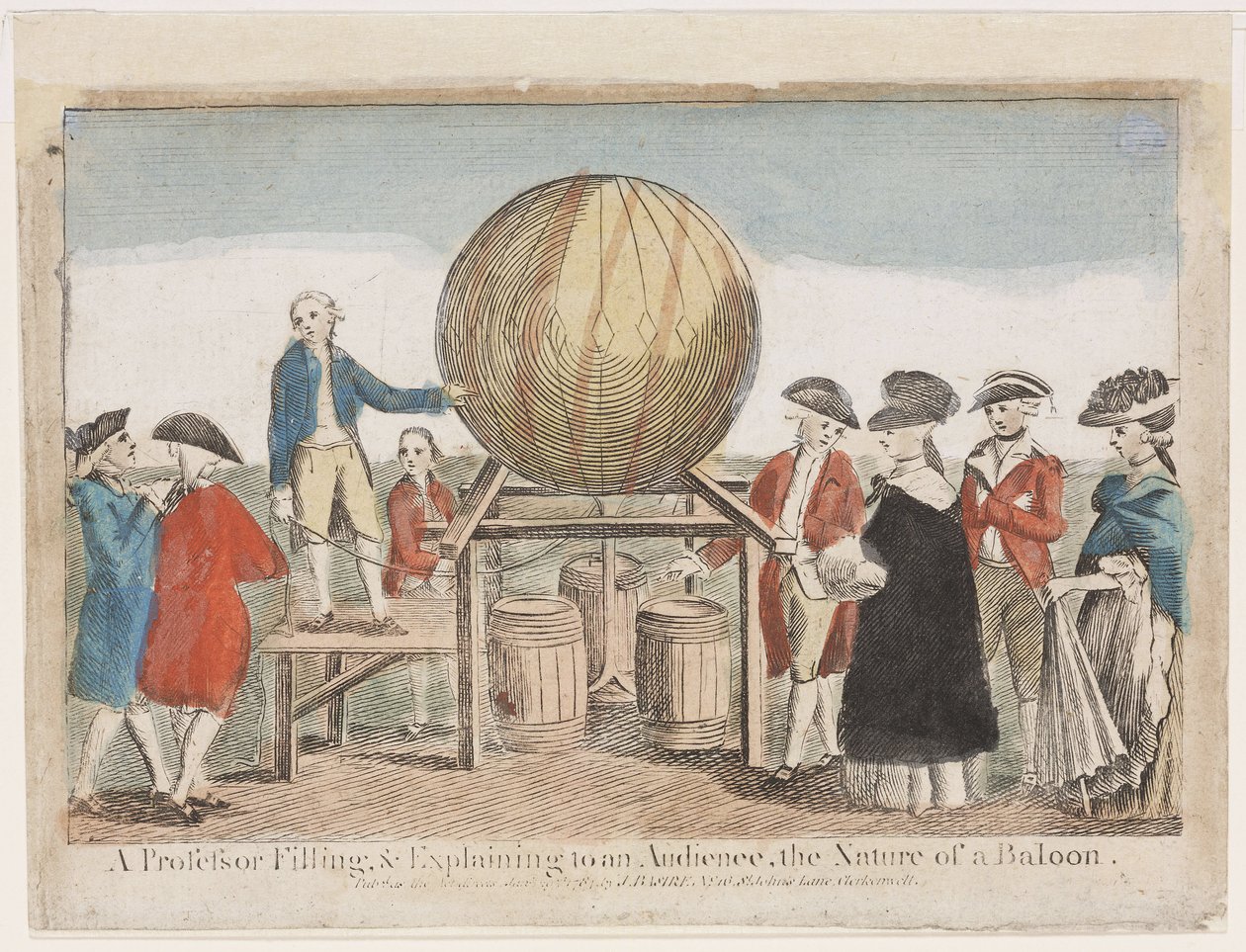 Demonstratie van ballonvaren, ca. 1784 door Frederick (attr. to) Barnard