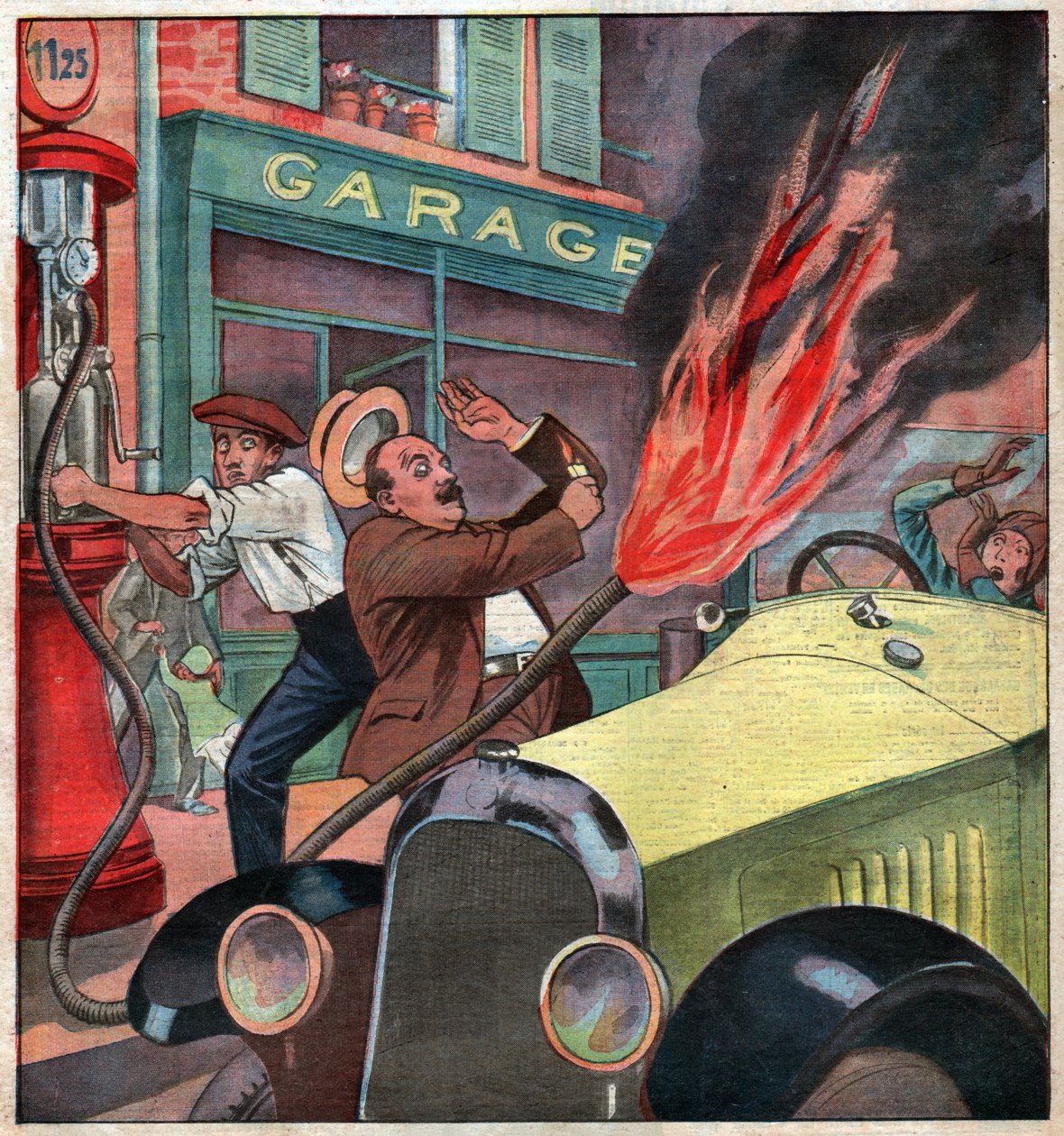 Brand in een tankstation door Ferdinand Georg Waldmuller