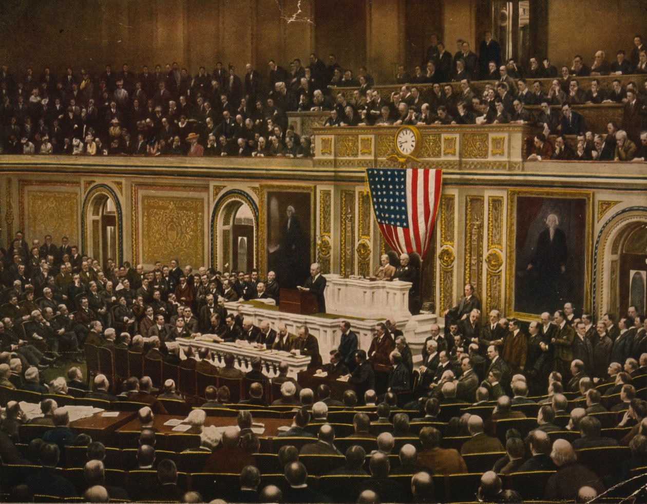 Voor de Vrijheid van de Wereld, President Woodrow Wilson vraagt het Congres om Oorlog te Verklaren aan Duitsland, 2 April door . .