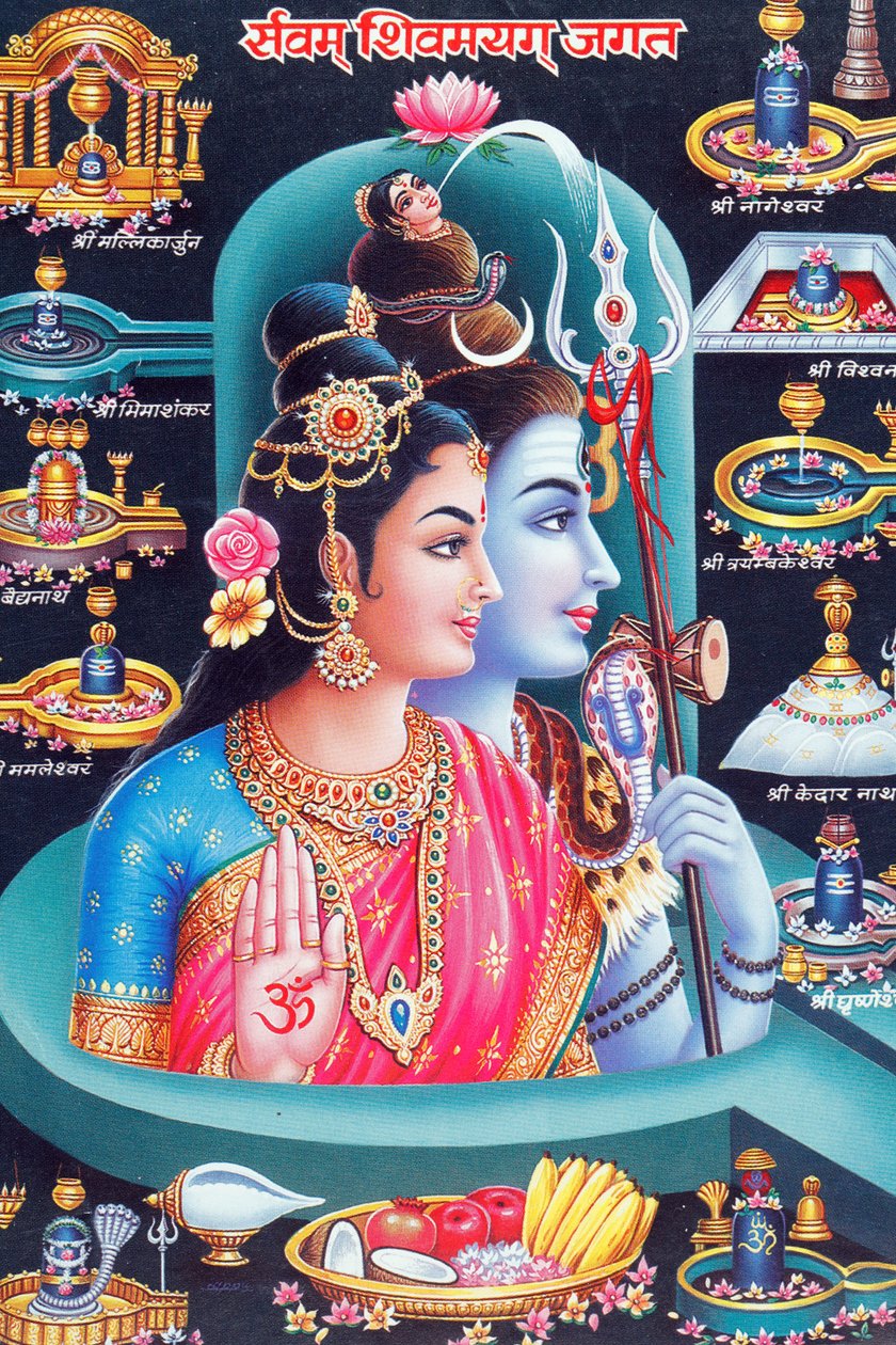 Hindoegod Shiva en godin Parvathi door . .