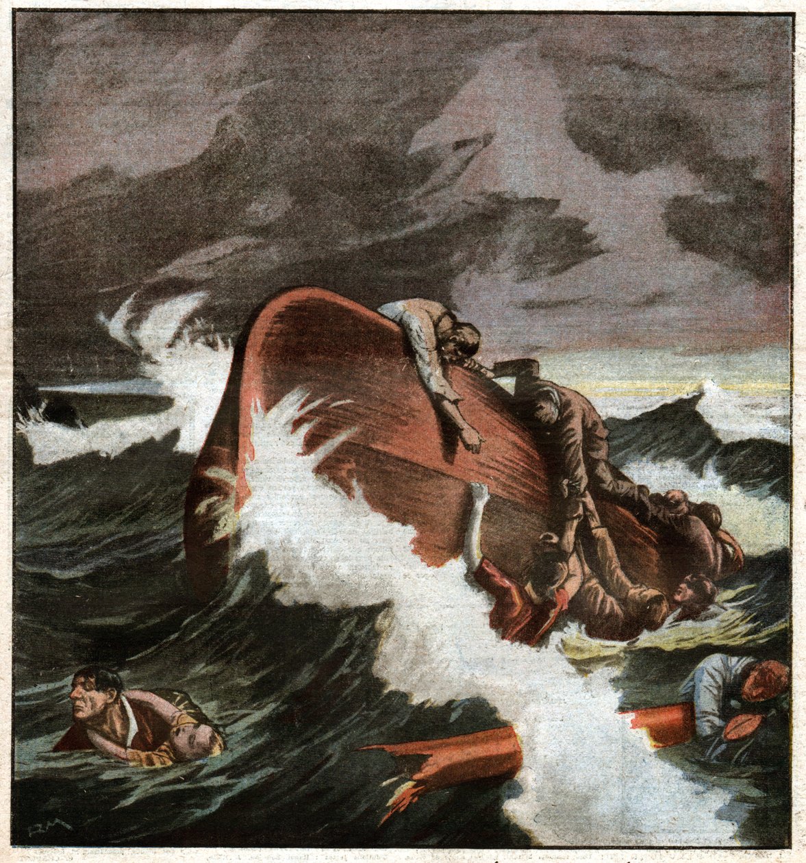 Schipbreuk in de Middellandse Zee door Ferdinand Georg Waldmuller