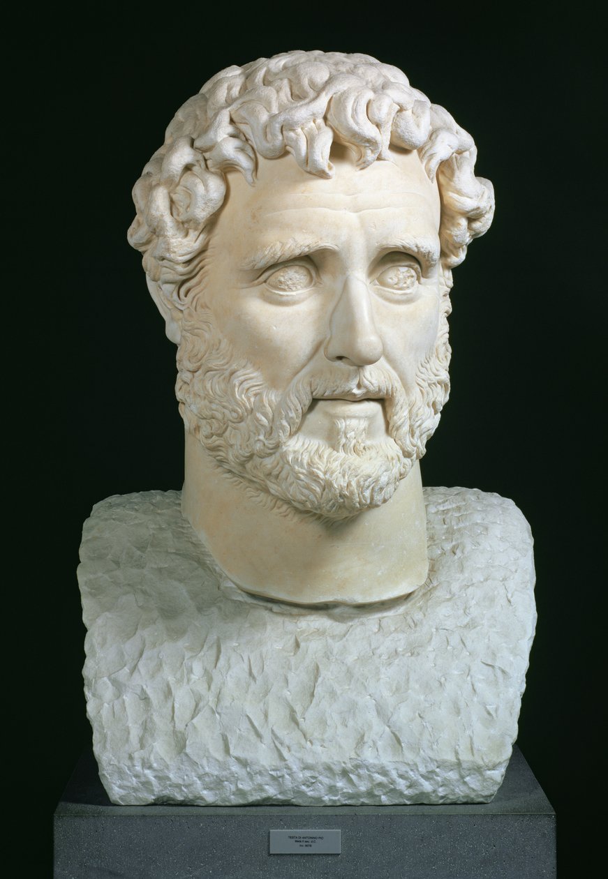 Portretbuste van keizer Antoninus Pius (86-161) uit de Baden van Caracalla, Rome, ca. 140 door Hippolyte Lalaise Devéria