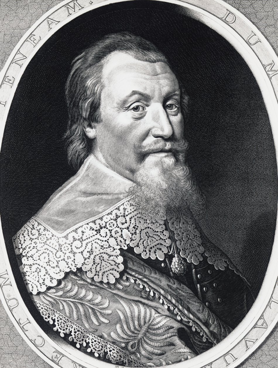 Portret van Axel Gustafsson Oxenstierna, rijkskanselier van Zweden, gravure door William Walcutt