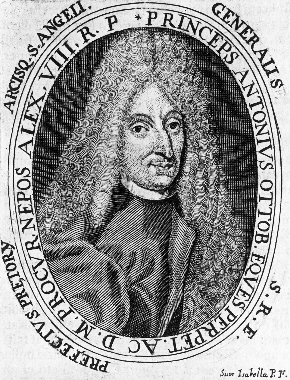 Portret van Prins Antonio Ottoboni, generaal van het pauselijke leger, gravure door William Walcutt