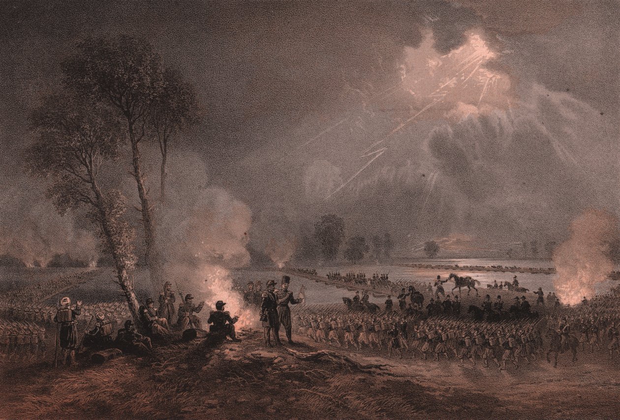 Tweede Franse legerkorps van generaal Mac-Mahon steekt Ticino over bij Turbigo, Lombardije door William Walcutt