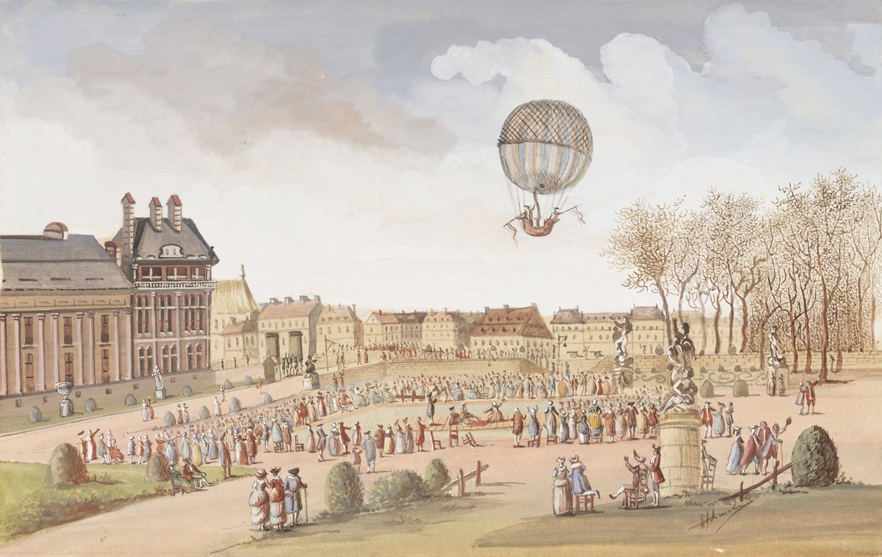 De eerste opstijging in een waterstofballon door Frederick (attr. to) Barnard