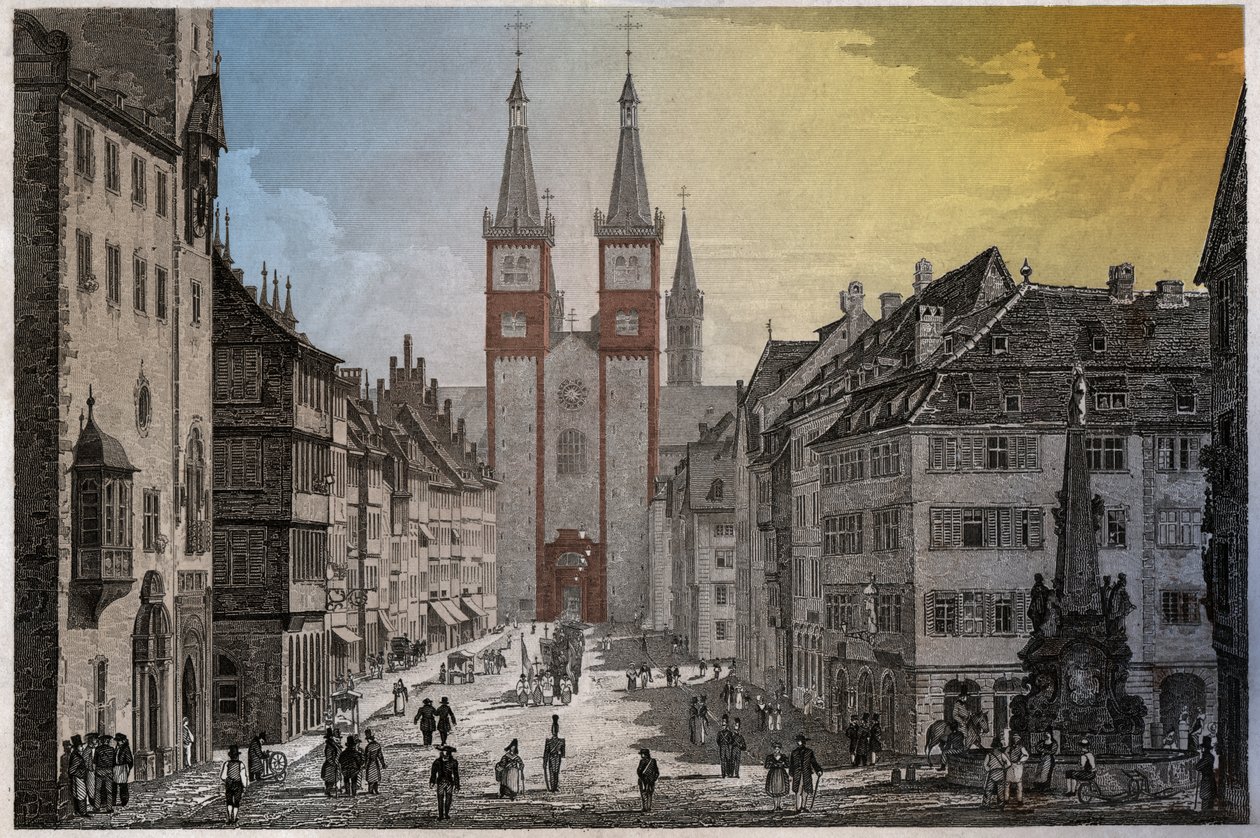 Würzburg, circa 1830 (gravure) door . .