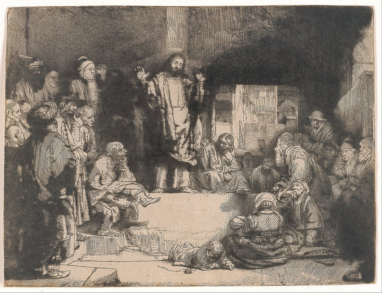 Christus predikend (La Petite Tombe) door Rembrandt van Rijn