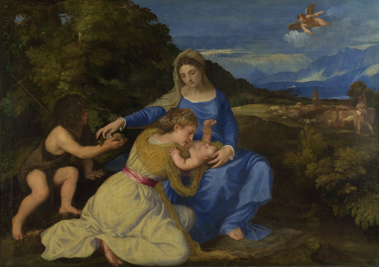 De Maagd en Kind met de jonge Sint Jan en een vrouwelijke heilige of schenker (