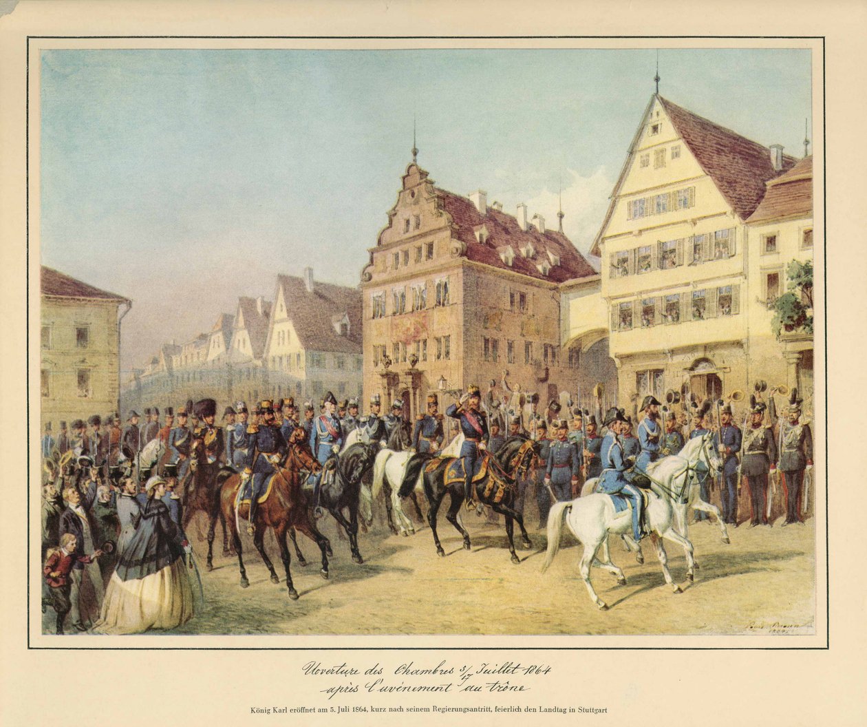 Plechtige opening van de Landdag door koning Karl van Württemberg - kort na zijn aantreden - op 5 juli 1864 door after Louis Braun